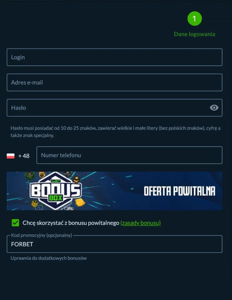 forbet Rejestracja konta w kasynie online